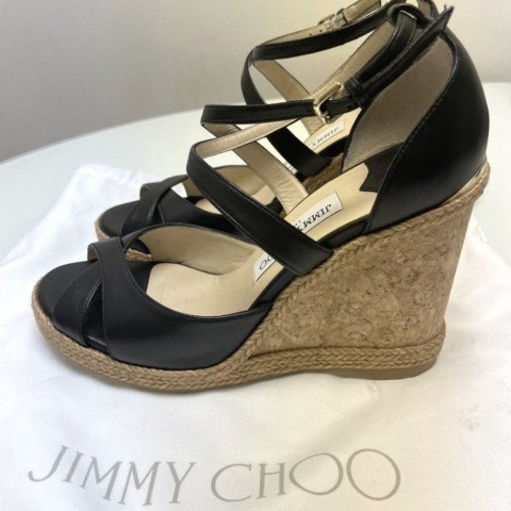 Jimmy Choo Alanah Leather Wedge Sandals